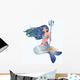 Mermaid with Trident, vector illustration Wall Decal
