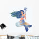 Mermaid with Trident, vector illustration Wall Decal