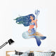 Mermaid with Trident, vector illustration Wall Decal