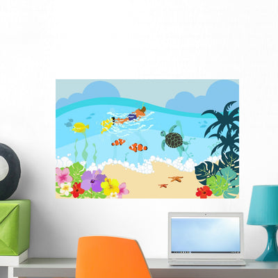 Holydays Hawaii Wall Mural shown on a wall