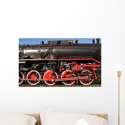 Steam Train Wall Mural shown on a wall