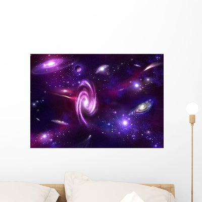 Space Wall Mural shown on a wall