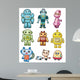 cartoon robot icon set Wall Decal