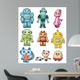 cartoon robot icon set Wall Decal