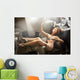 Young woman posing in hairdresser room Wall Mural