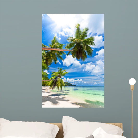 Seychelles beach coconut Wall Mural
