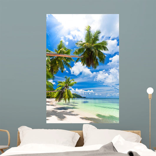 Seychelles beach coconut Wall Mural