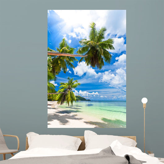 Seychelles beach coconut Wall Mural