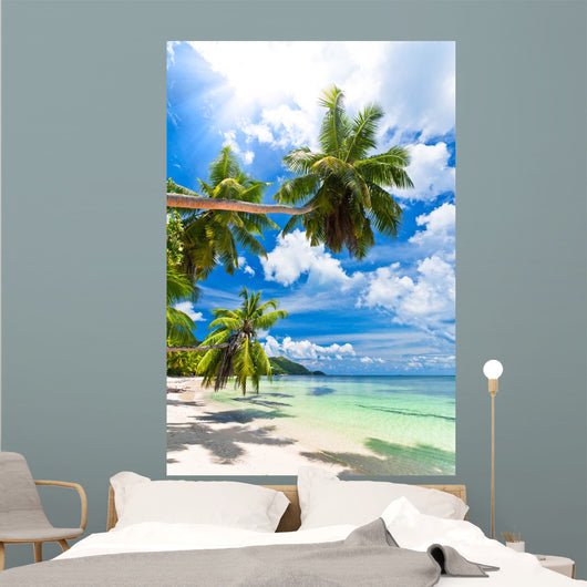 Seychelles beach coconut Wall Mural