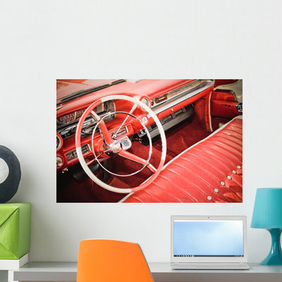Classic Car Interior with shown on a wall