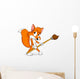 Cute little cartoon fox with paintbrush Wall Decal