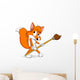 Cute little cartoon fox with paintbrush Wall Decal