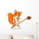 Cute little cartoon fox with paintbrush Wall Decal
