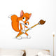 Cute little cartoon fox with paintbrush Wall Decal