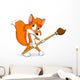 Cute little cartoon fox with paintbrush Wall Decal
