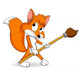 Cute little cartoon fox with paintbrush Wall Decal