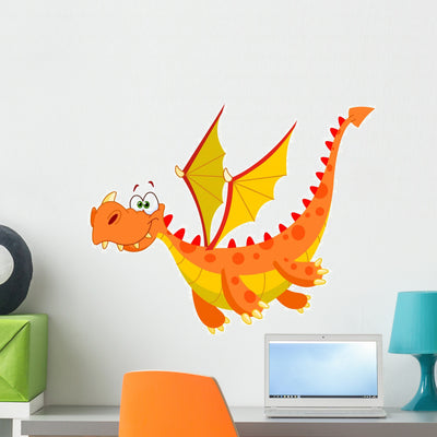 Flying Dragon Wall Decal shown on a wall