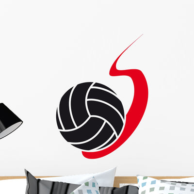 Volleyball Fire Wall Decal shown on a wall