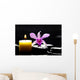 Spa Scene -aromatherapy Candle and Pink Orchid on Zen Stones Wall Mural