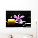 Spa Scene -aromatherapy Candle and Pink Orchid on Zen Stones Wall Mural