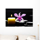 Spa Scene -aromatherapy Candle and Pink Orchid on Zen Stones Wall Mural