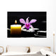 Spa Scene -aromatherapy Candle and Pink Orchid on Zen Stones Wall Mural