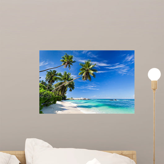 Seychelles beach coconut Wall Mural