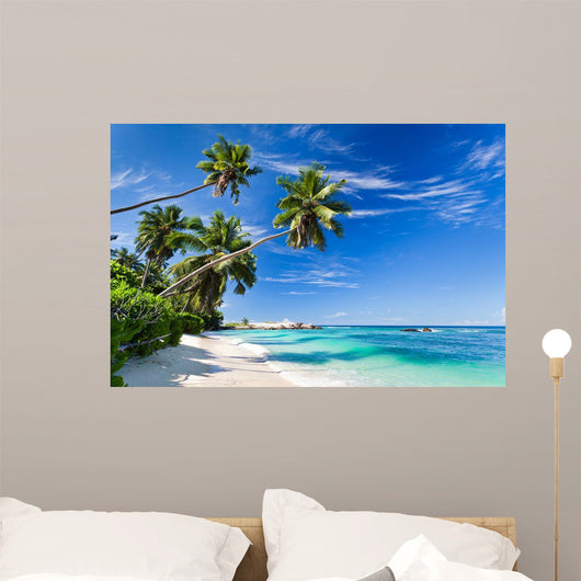 Seychelles beach coconut Wall Mural