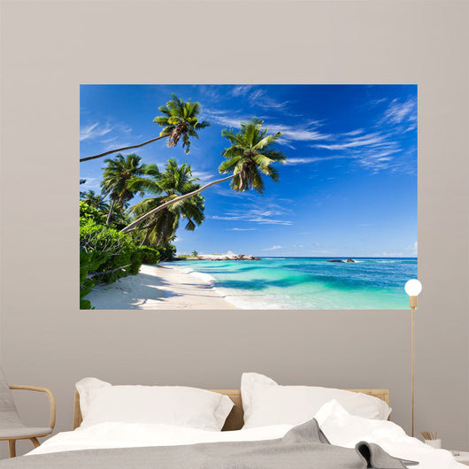 Seychelles beach coconut Wall Mural