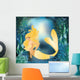 Pretty Gold Mermaid with Wall Mural