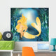 Pretty Gold Mermaid with Wall Mural
