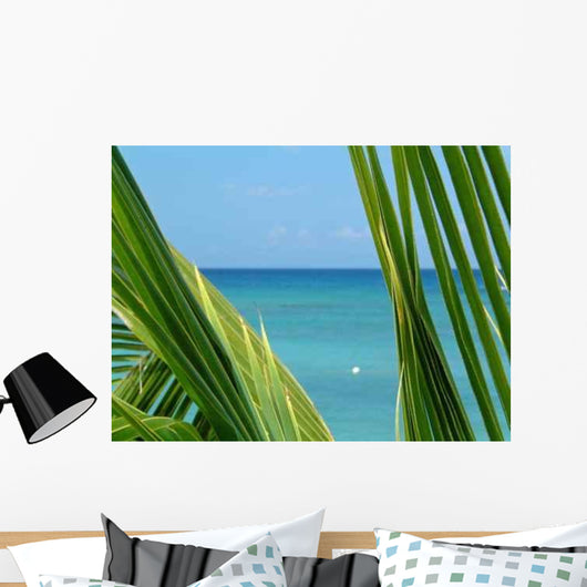 Palm and Sea Wall Decal