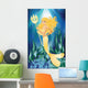 Gold Mermaid with Trident Wall Mural