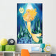 Gold Mermaid with Trident Wall Mural