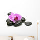 Pink orchid and zen Stones on a white background Wall Decal