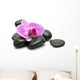Pink orchid and zen Stones on a white background Wall Decal