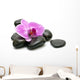 Pink orchid and zen Stones on a white background Wall Decal