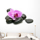 Pink orchid and zen Stones on a white background Wall Decal