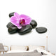 Pink orchid and zen Stones on a white background Wall Decal