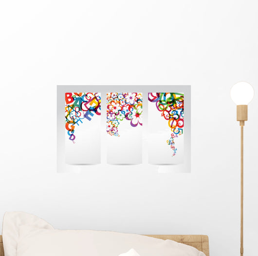 Banners with colorful rainbow elements Wall Mural
