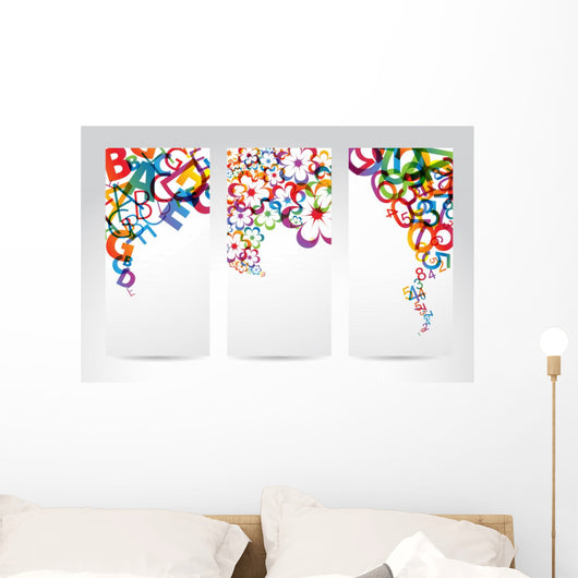 Banners with colorful rainbow elements Wall Mural