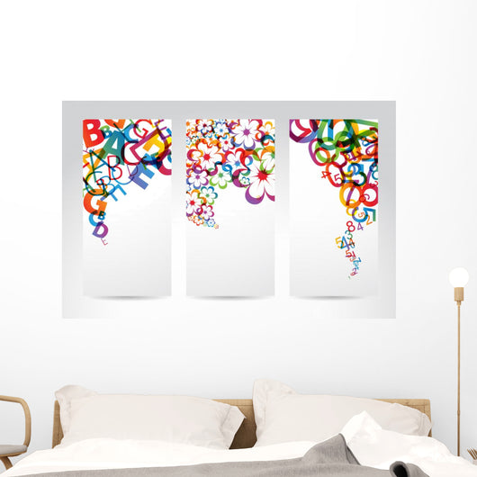 Banners with colorful rainbow elements Wall Mural