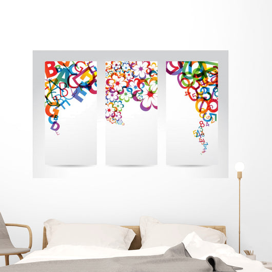 Banners with colorful rainbow elements Wall Mural