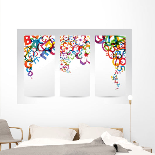Banners with colorful rainbow elements Wall Mural