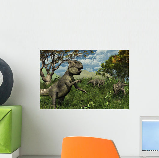 Three Archaeoceratops Dinosaurs Exploring Wall Mural