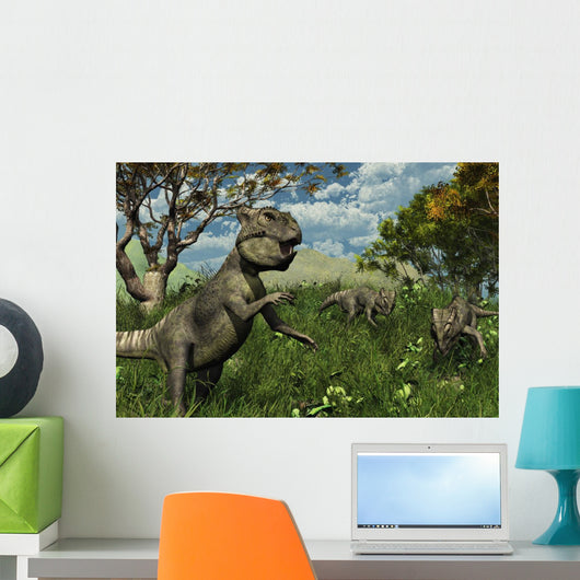 Three Archaeoceratops Dinosaurs Exploring Wall Mural