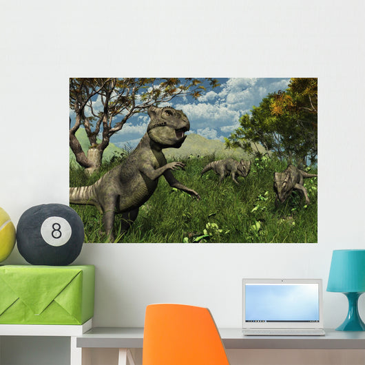 Three Archaeoceratops Dinosaurs Exploring Wall Mural