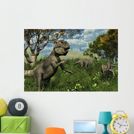 Three Archaeoceratops Dinosaurs Exploring Wall Mural