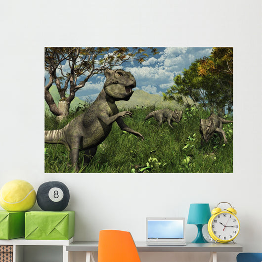 Three Archaeoceratops Dinosaurs Exploring Wall Mural