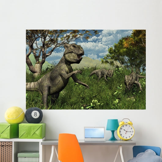 Three Archaeoceratops Dinosaurs Exploring Wall Mural
